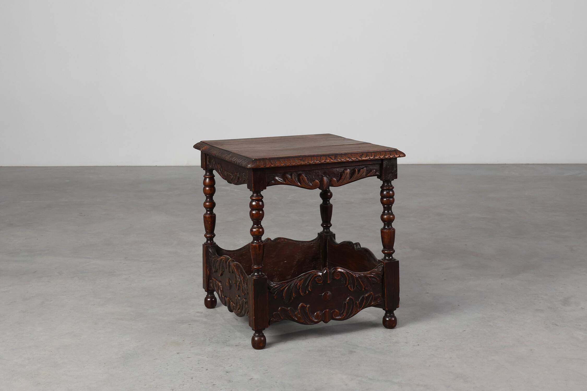 Oak carved square Side Table, Belgium 18th Century