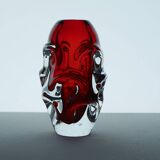 Mid-Century Modern Handmade Crystal Vases in Bright Red by Börne Augustsson