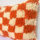 Orange Berber cushion for home decor Checkered pillow cover Moroccan cushion C