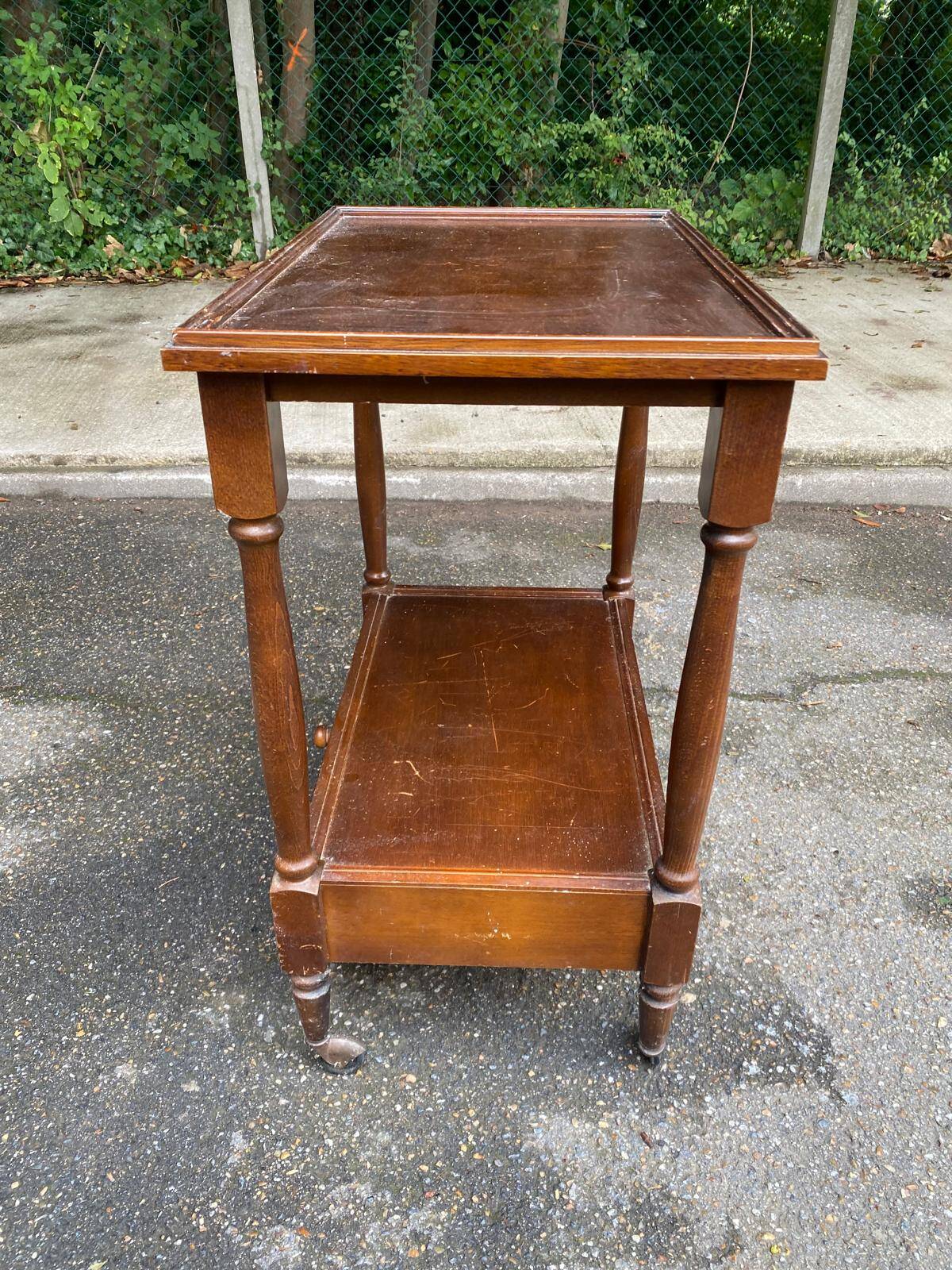 Vintage serving trolley dessert bar cart on wheels with wooden drawer m