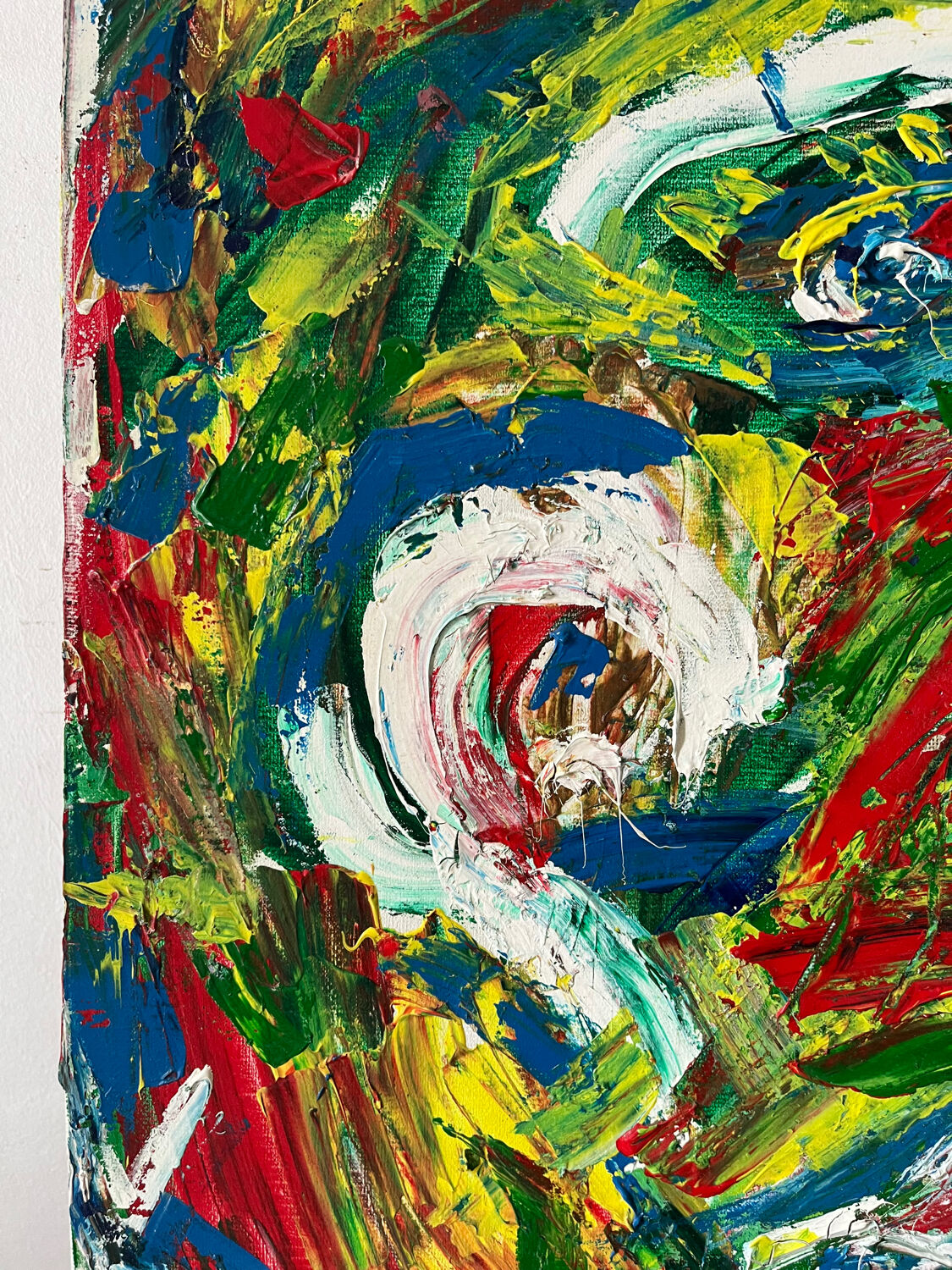 Jazzman playing the double bass, abstract, signed