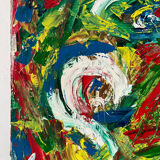 Jazzman playing the double bass, abstract, signed