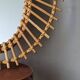 Asymmetrical vintage rattan wicker bamboo sun mirror Scandinavian craftsmanship