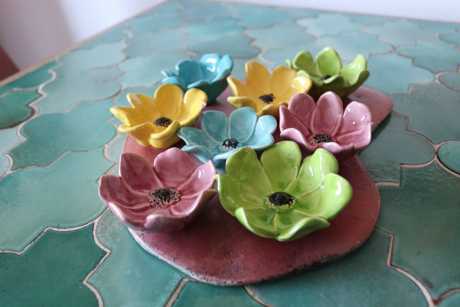 Set of 10 floral ceramic bowls, Bagnoles de l'Orne – years