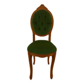 Chic old style medallion chair with green velvet fabrics and nails
