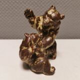 Two bear figurines from Danish Royal Copenhagen mid last century in sung glaze by Knud Kyhn (KK)