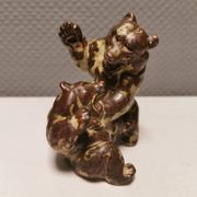 Two bear figurines from Danish Royal Copenhagen mid last century in sung glaze by Knud Kyhn (KK)