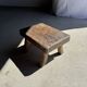 Petit stool, tabouret d'appoint en teck massif rectangulaire wabi-sabi H25