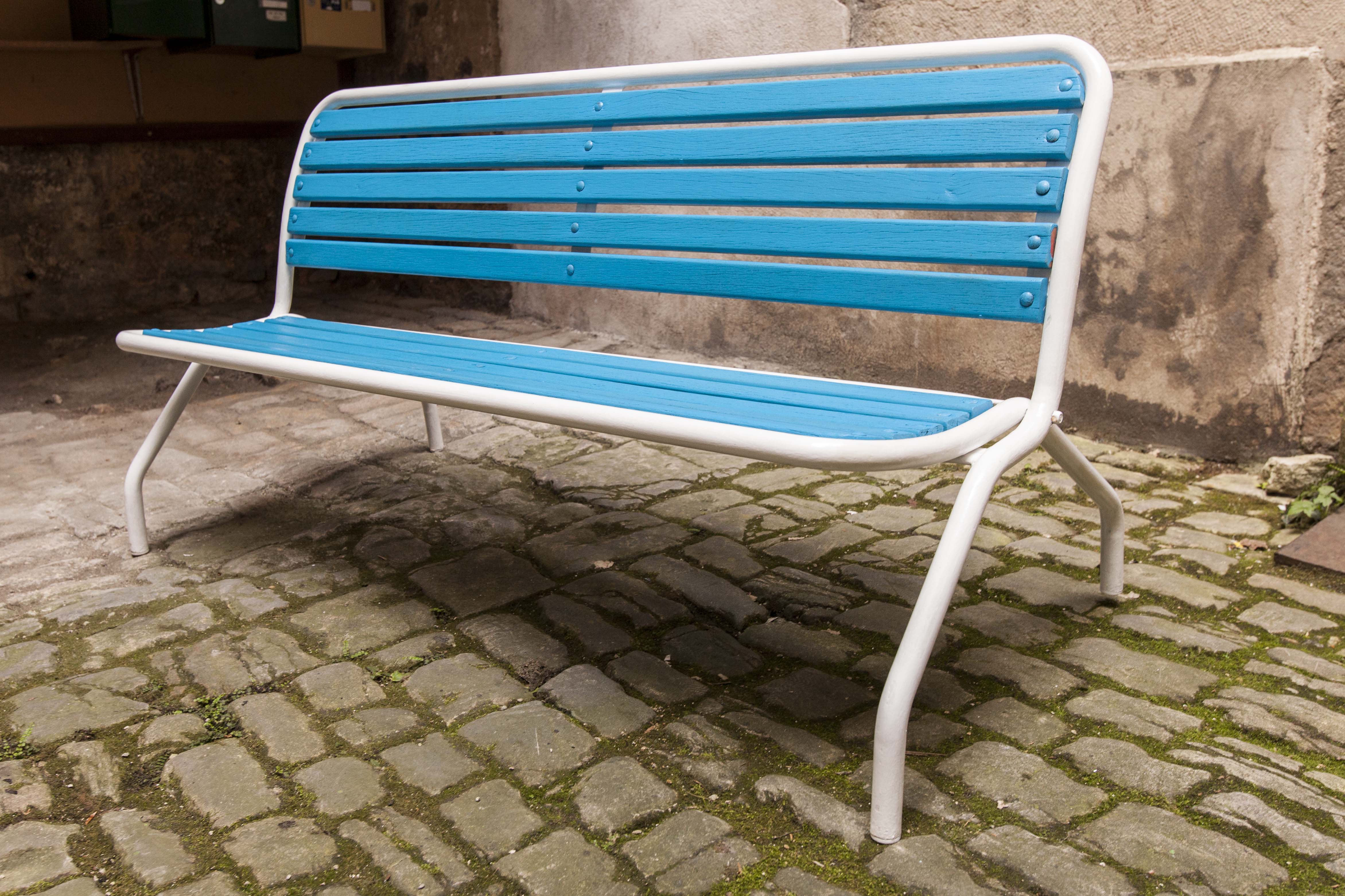 Restored 60s folding garden bench