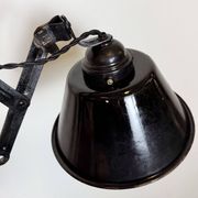Industrial Black Enamel Scissor Wall Lamp, 1930s