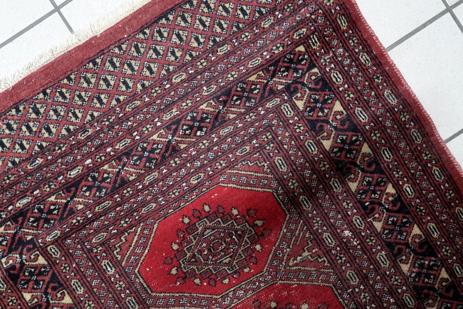 Antique Uzbek Bukhara handmade rug 92 cm x 162 cm 1930s - 1C1234