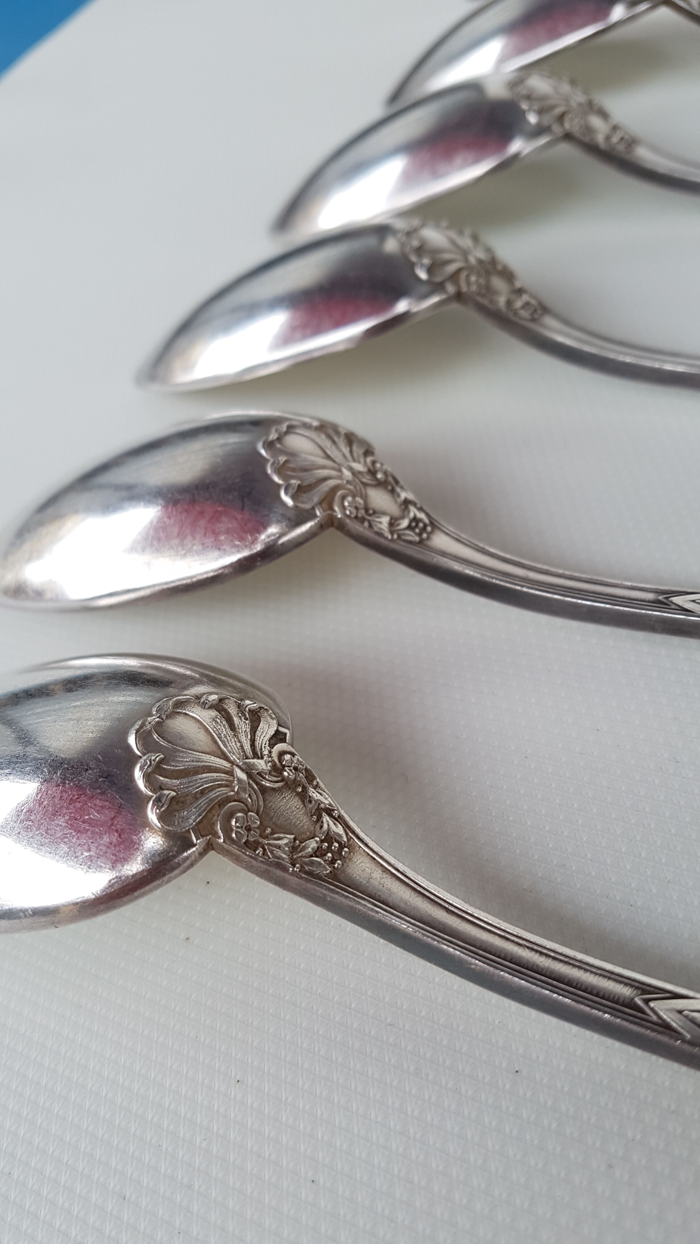 6 silver metal soup spoons by Boulenger, beginning 20th century