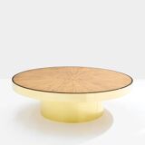 Bamboo and brass marquetry coffee table circa 1980