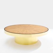 Table basse marqueterie de bambou et laiton vers 1980