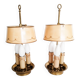 Paire de lampes bouillottes Empire en laiton doré , lampe de chevet , lampe de bureau
