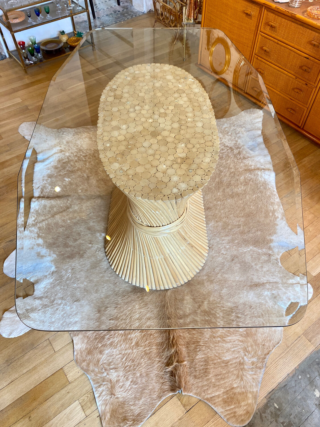 McGuire 1970 Rattan Dining Table