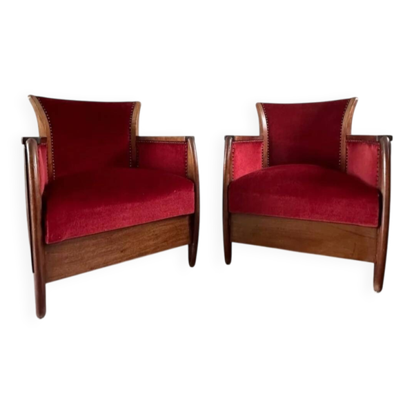 2 x fauteuils club Art Nouveau.