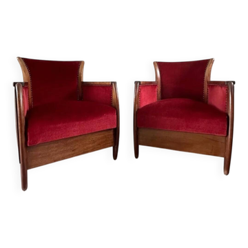 2 x fauteuils club Art Nouveau.