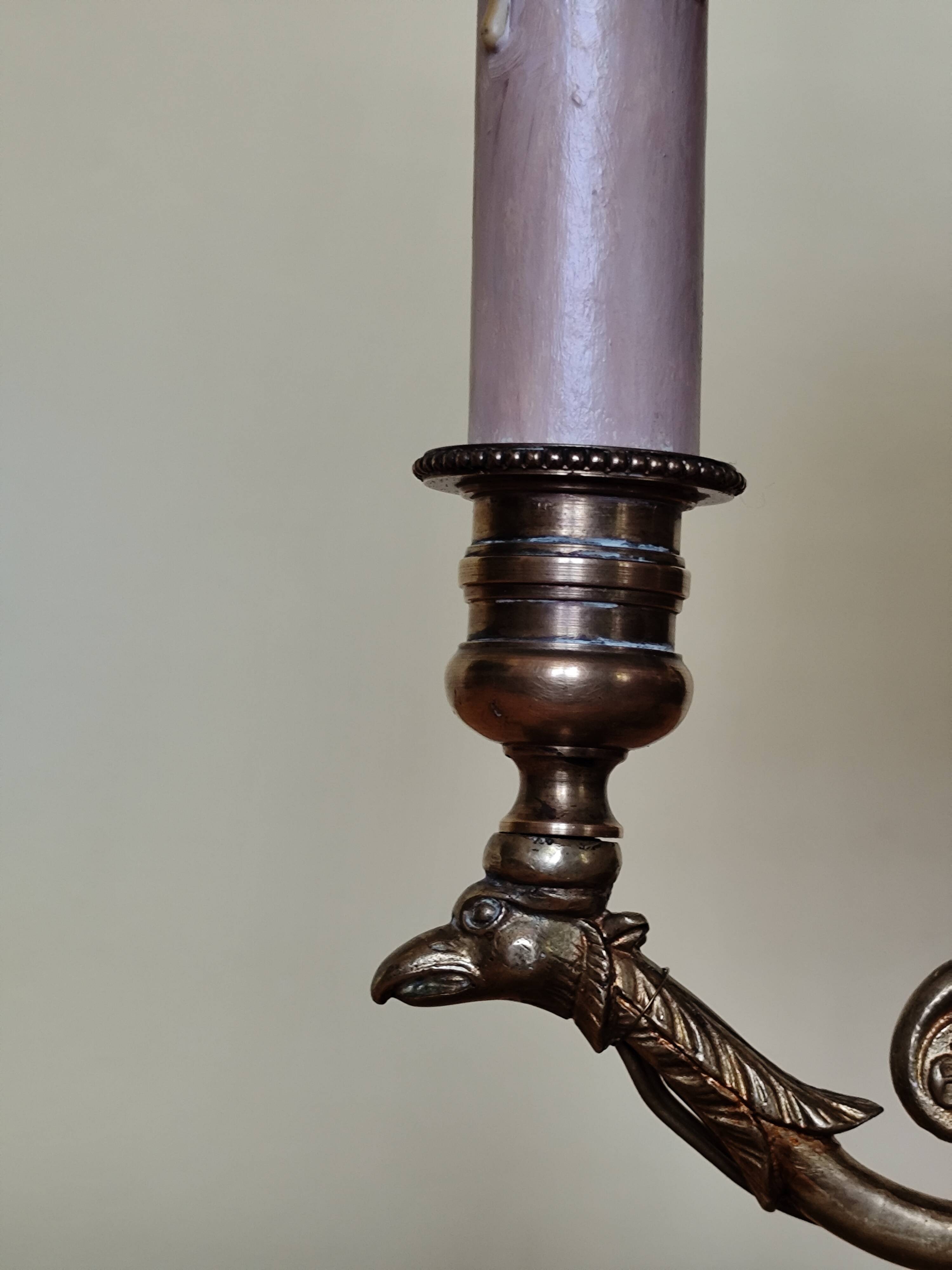 bronze and brass 2-bulb bouillotte lamp, red desk lamp