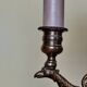 bronze and brass 2-bulb bouillotte lamp, red desk lamp