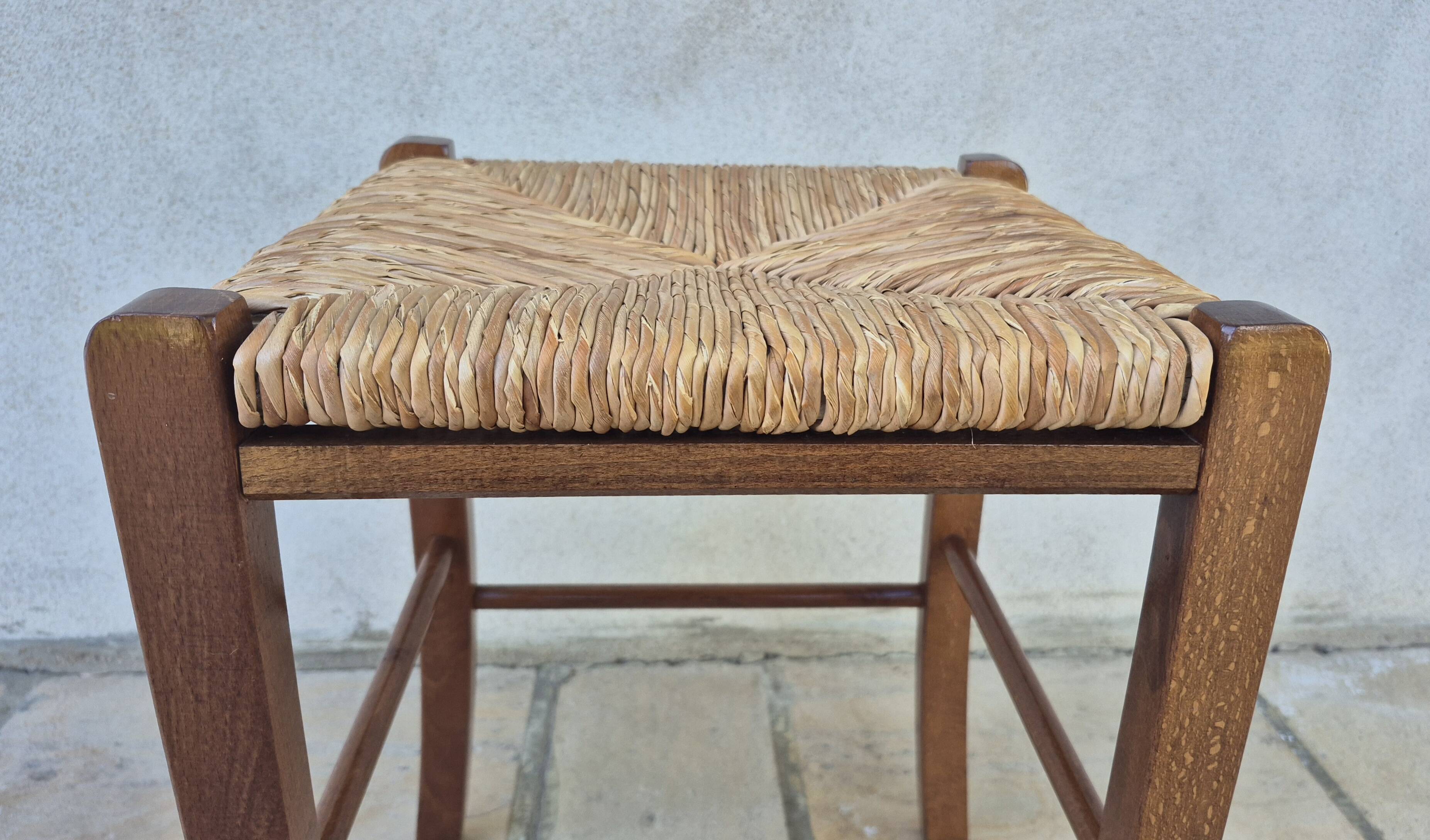 Tabouret paillé Français vintage