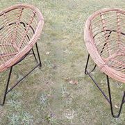 Pair of mid century bamboo and iron pod chairs, 1960s