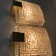 Paire d’appliques dalle de verre et laiton design 70