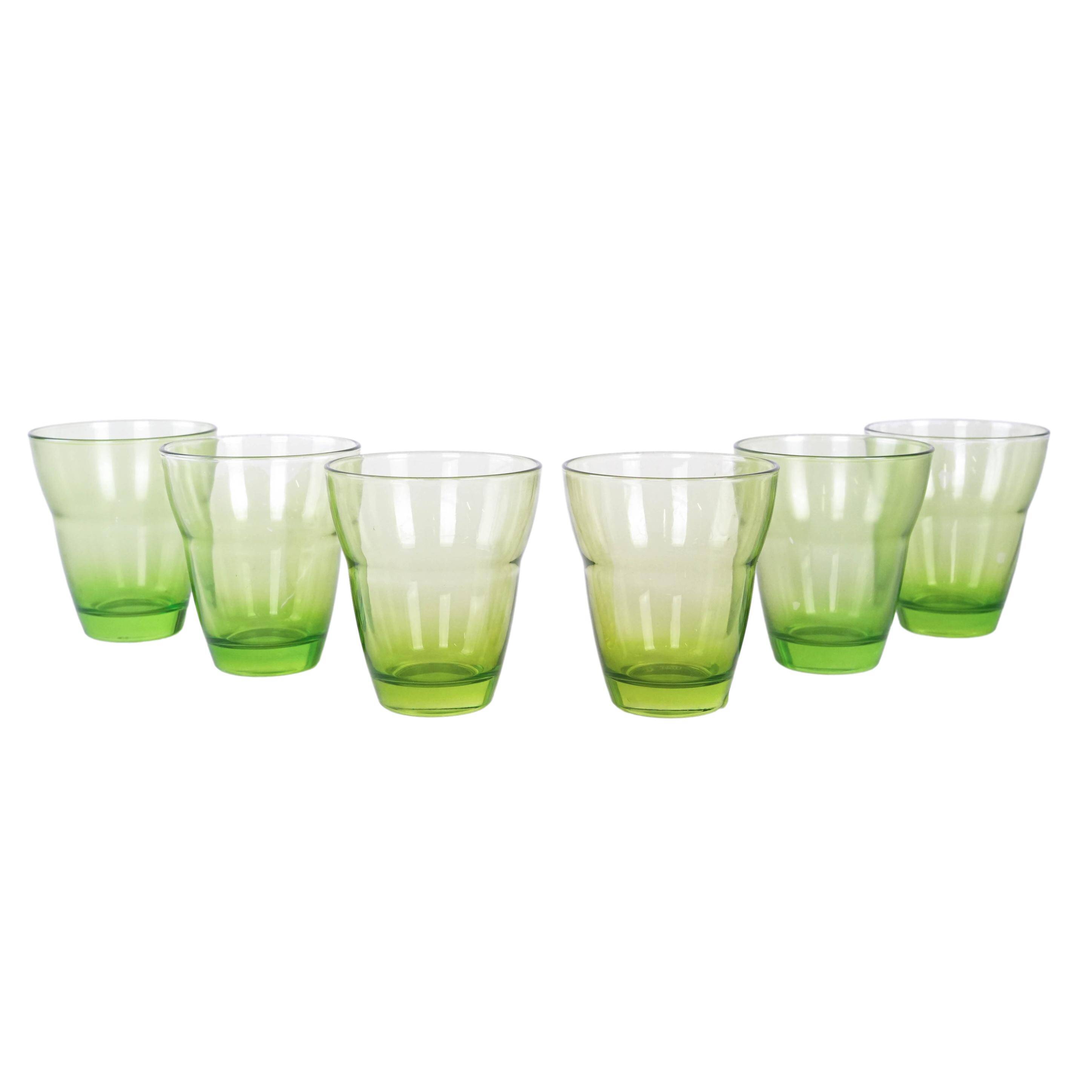 Set of green glasses, Italian design, 1980s, production: Italy