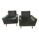 Pair of vintage green velvet armchairs from 1960 with metal legs