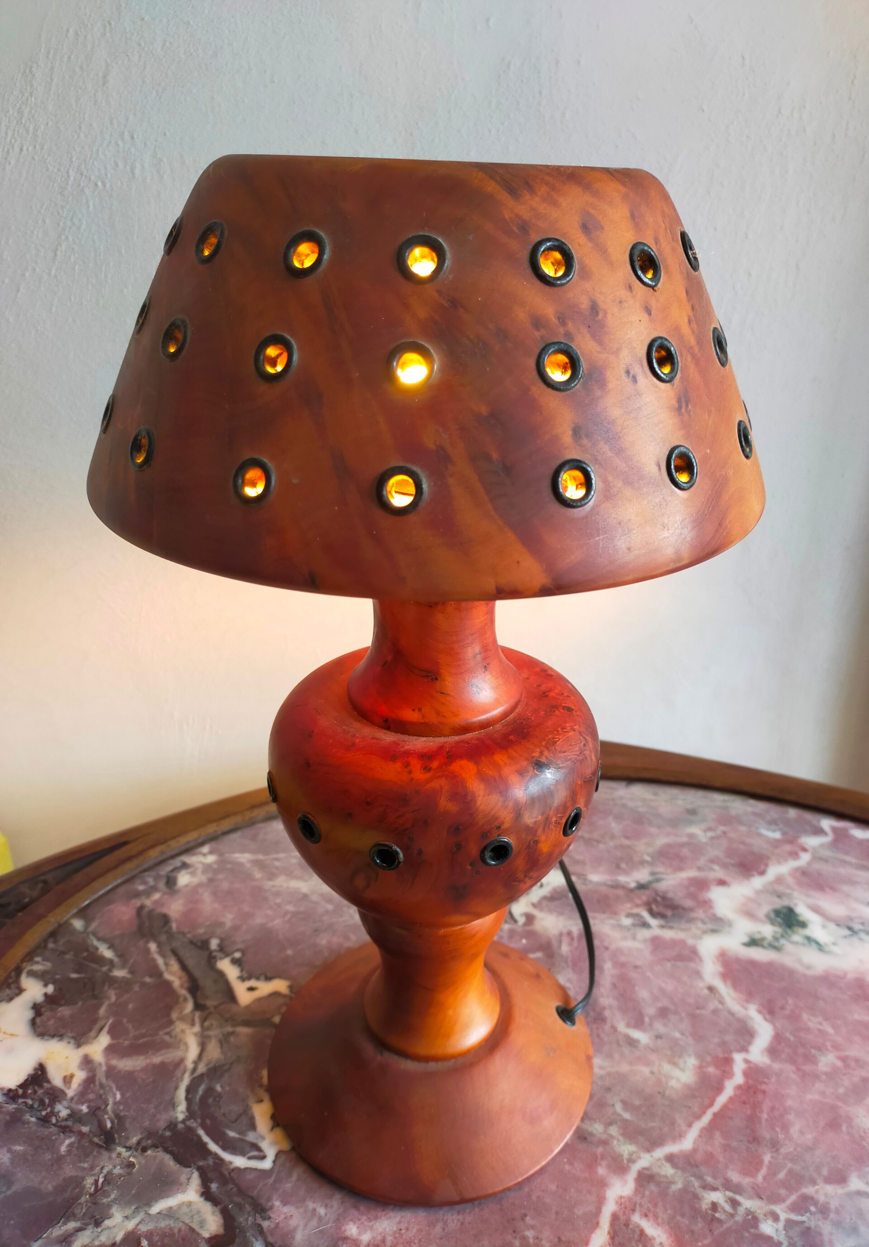 Olive wood lamp