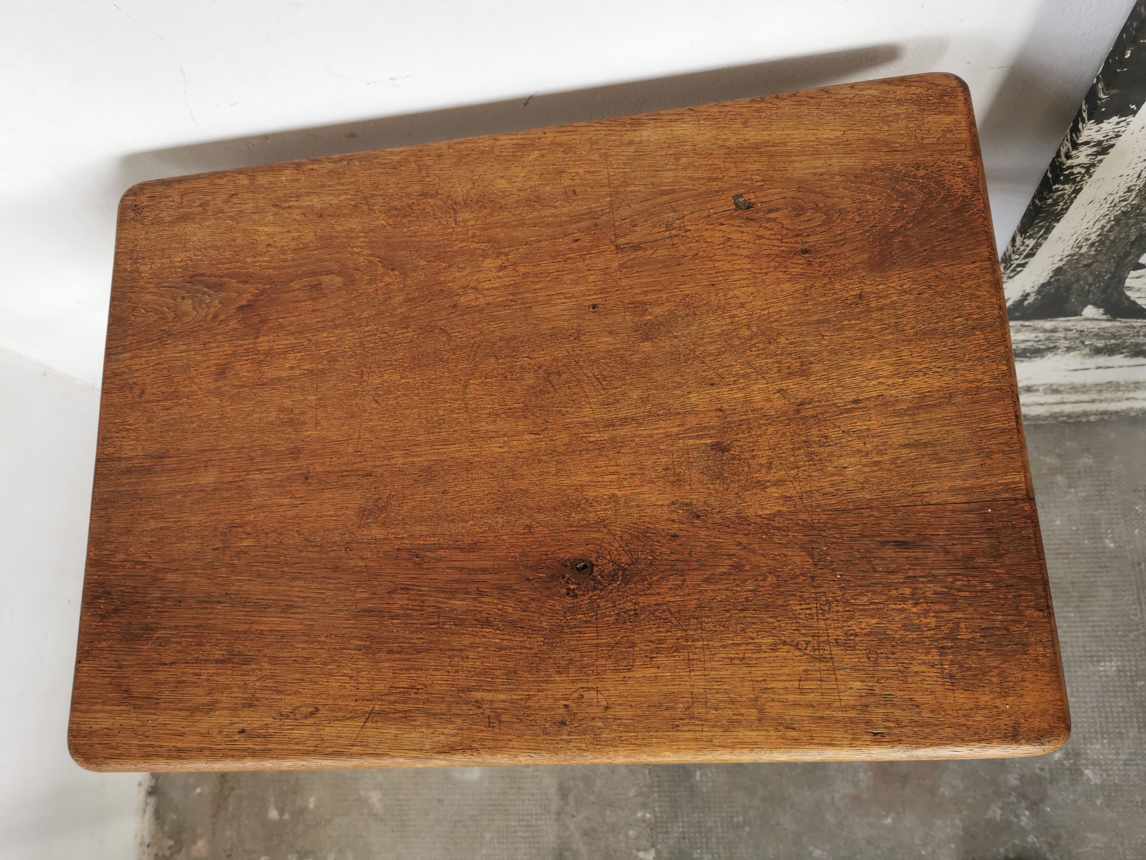 Side table 1950 metal and oak