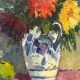 Original Swedish Oil on Canvas – “Asters in a Ceramic Vase” by Eric Lundgren – Signed – Vintage and Framed – 60 × 54 cm (23.6" × 21.3")