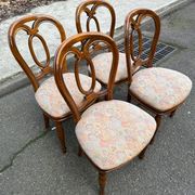 4 Louis Philippe chairs in solid wood and floral fabric.