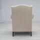 1960s, Danish wingback armchair, furniture velour, carved oak wood.
