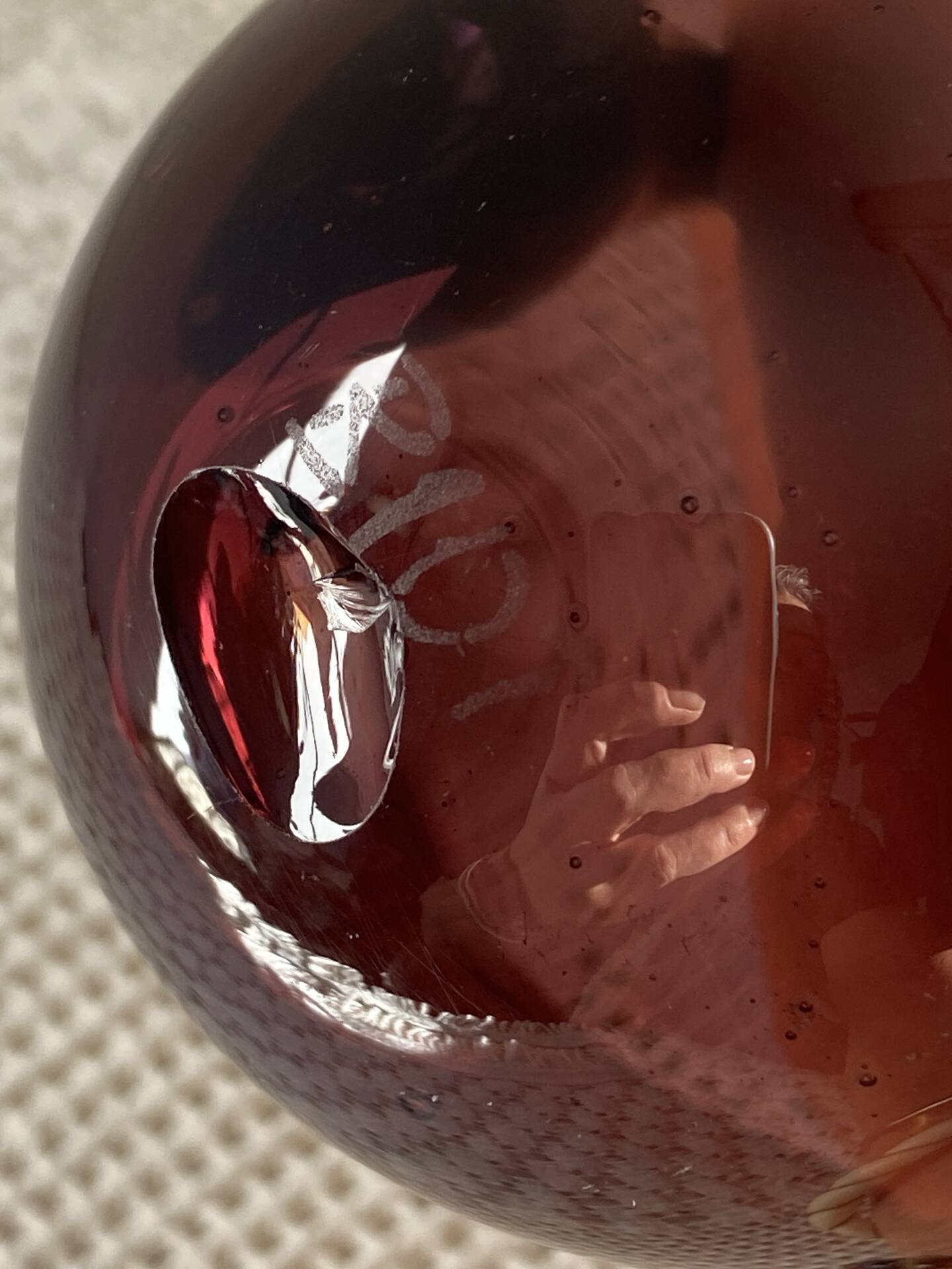 Sangria ladle, in blown and bubbled glass, Biot