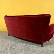 Danish 3 seater velvet curved sofa 1940s
