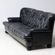 Three-seater sofa "Jupiter" in black leather by Arne Norell, Sweden, 1960.