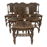 6 chaises de style Renaissance en chêne, XXème siècle