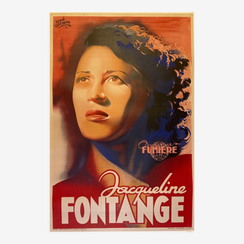 Affiche ancienne vintage chanteuse Jacqueline Fontange78 X  118  cm entoilée