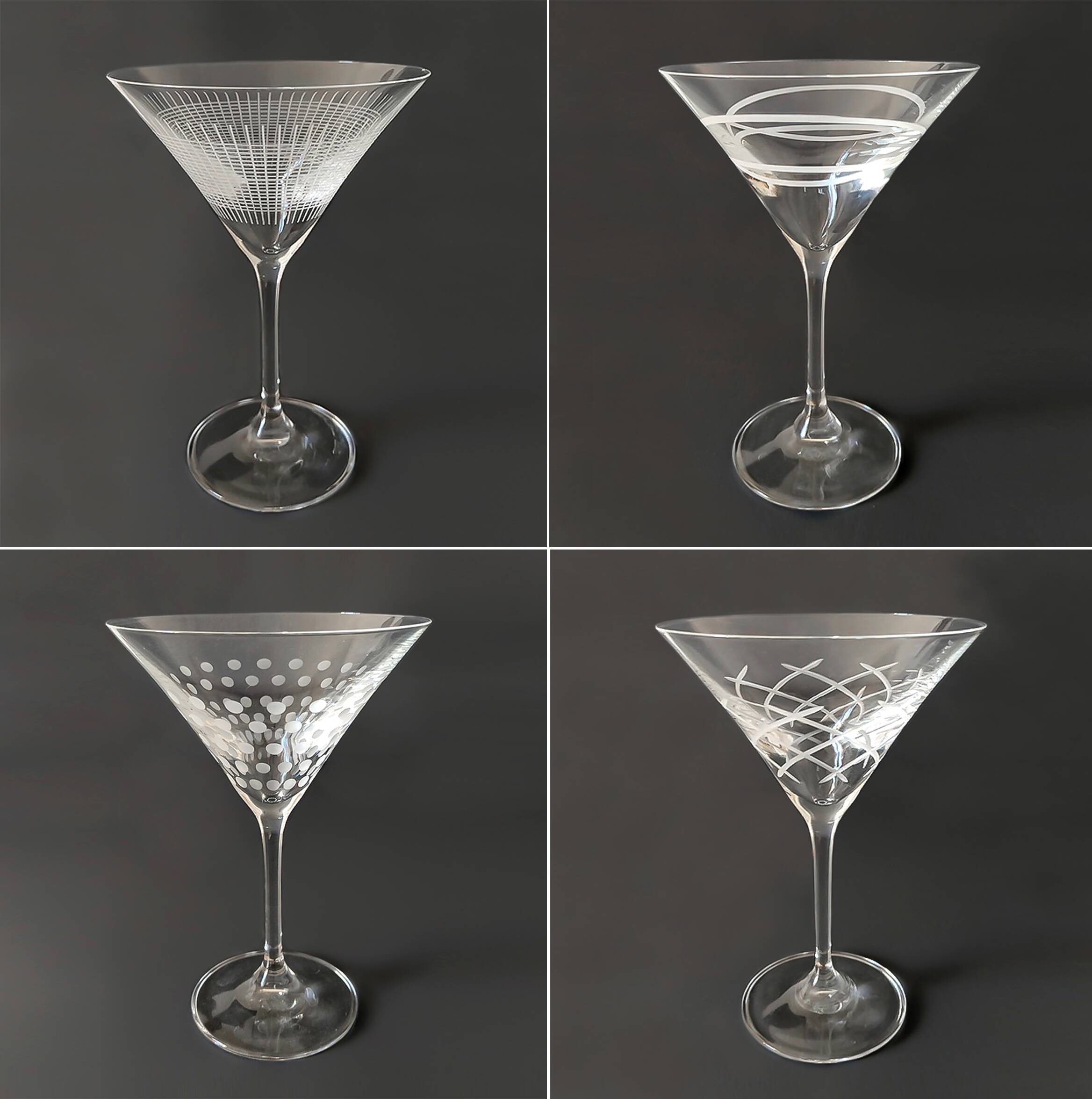 Vintage set of 4 Martini glasses