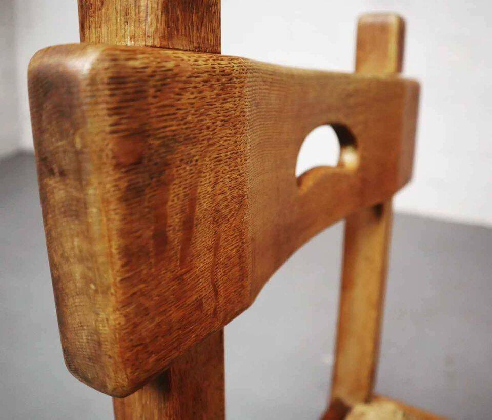 Set of six brutalist, rustic dining chairs