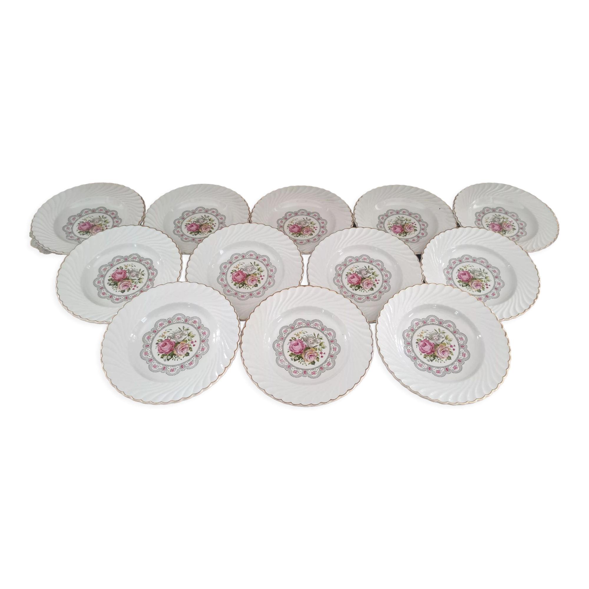 Set of 12 hollow plates K&G Lunéville model Tradition