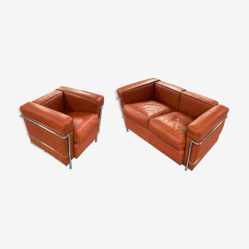 Canapé et fauteuil LC2 par Le Corbusier pour Cassina