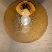 Lustre verre ambré bullé années 70