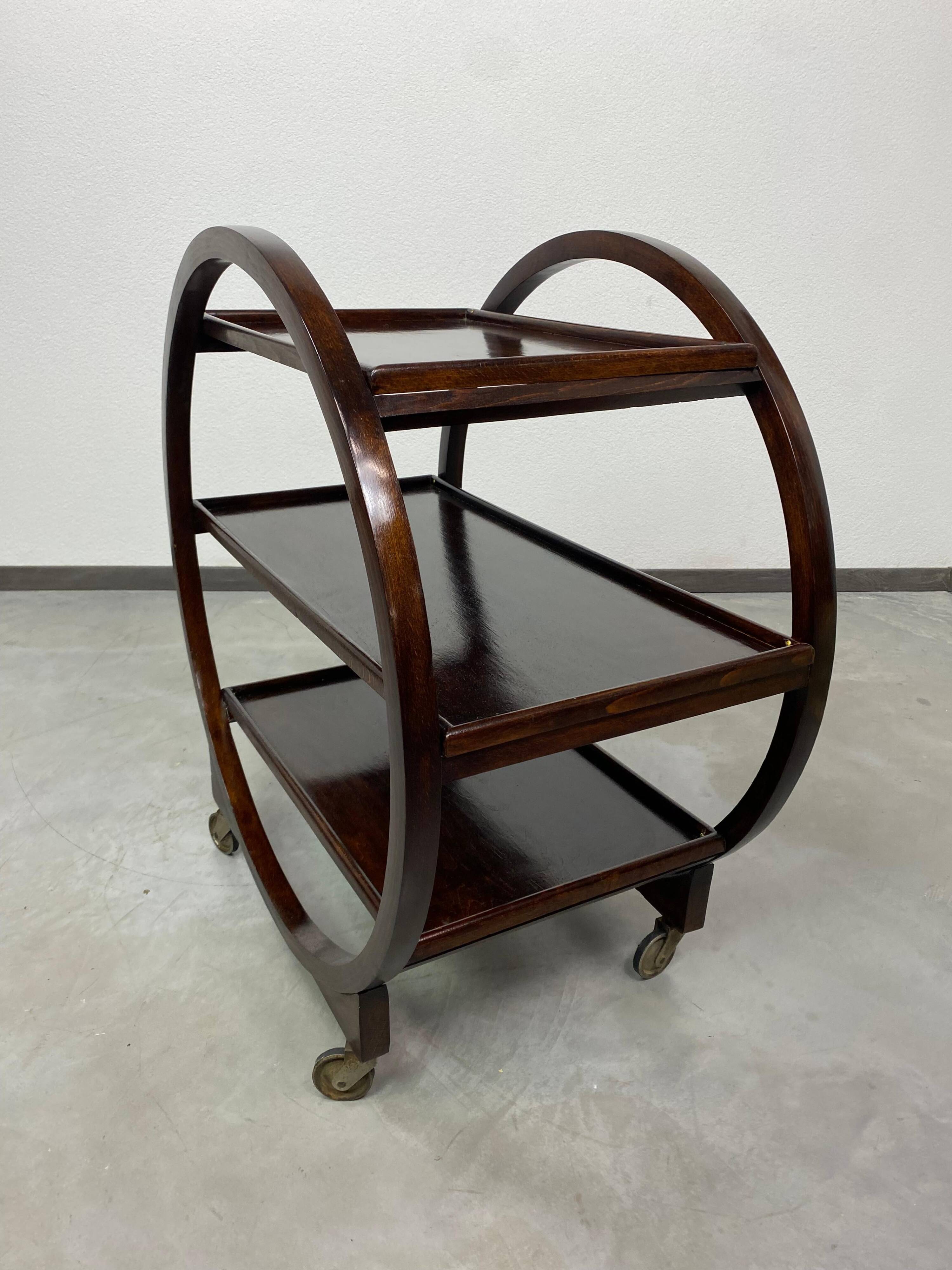 Art Deco service trolley no. 1157 by Thonet Debrecen 1930