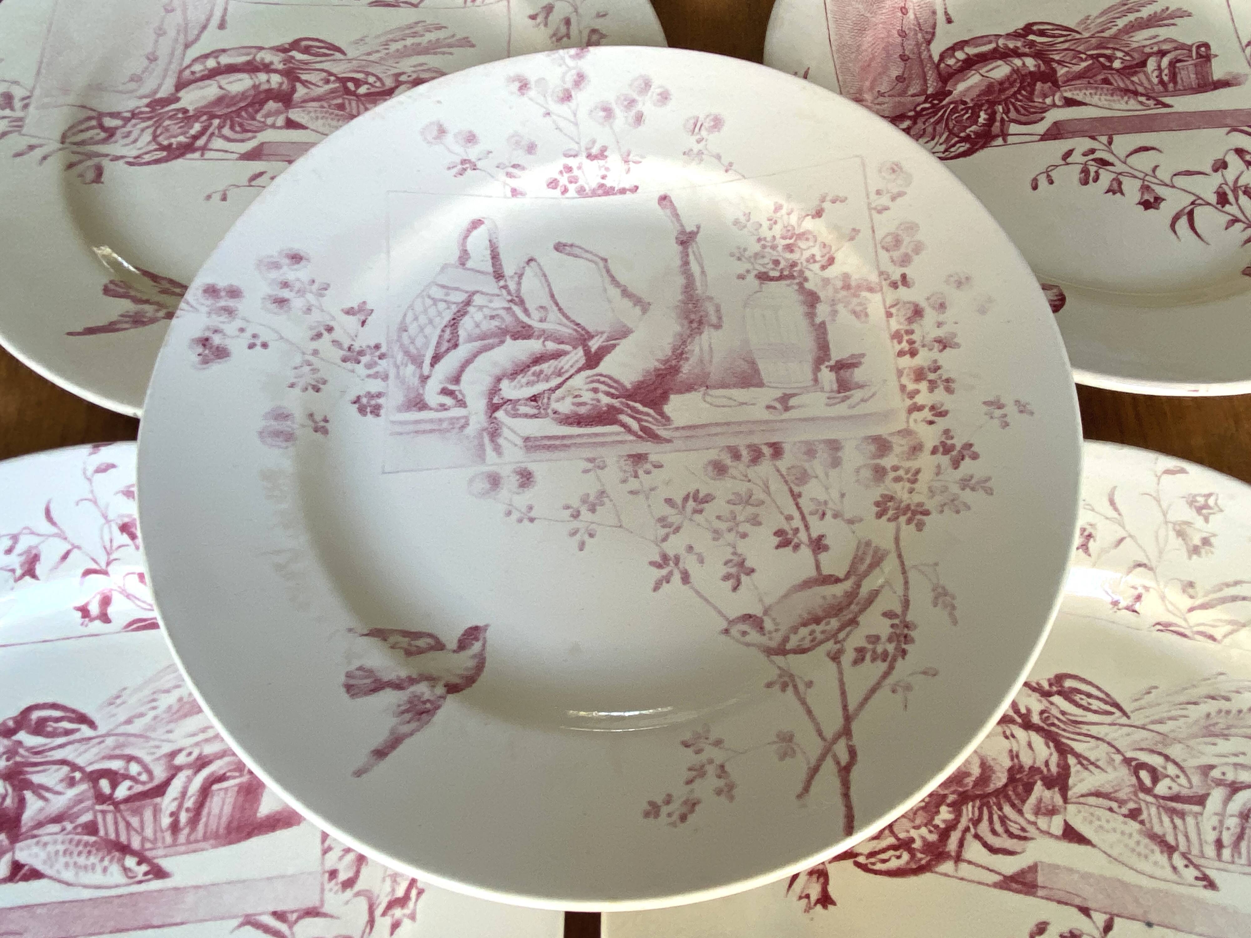 Set of 9 red earthenware plates from Terre de Fer Samaritaine - 19th century.