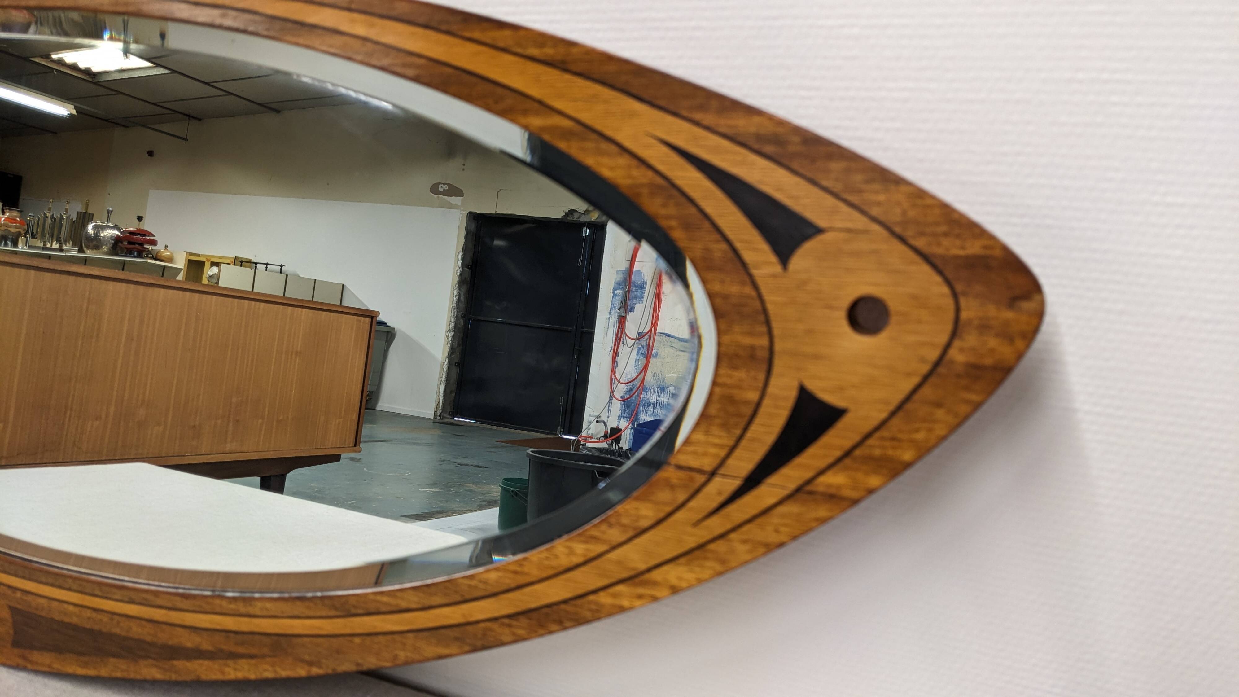 Miroir Art déco XL en marqueterie de bois