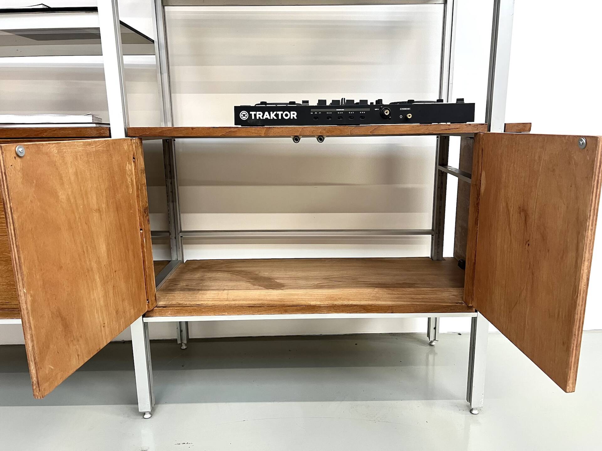 A row of 1980s bookshelves