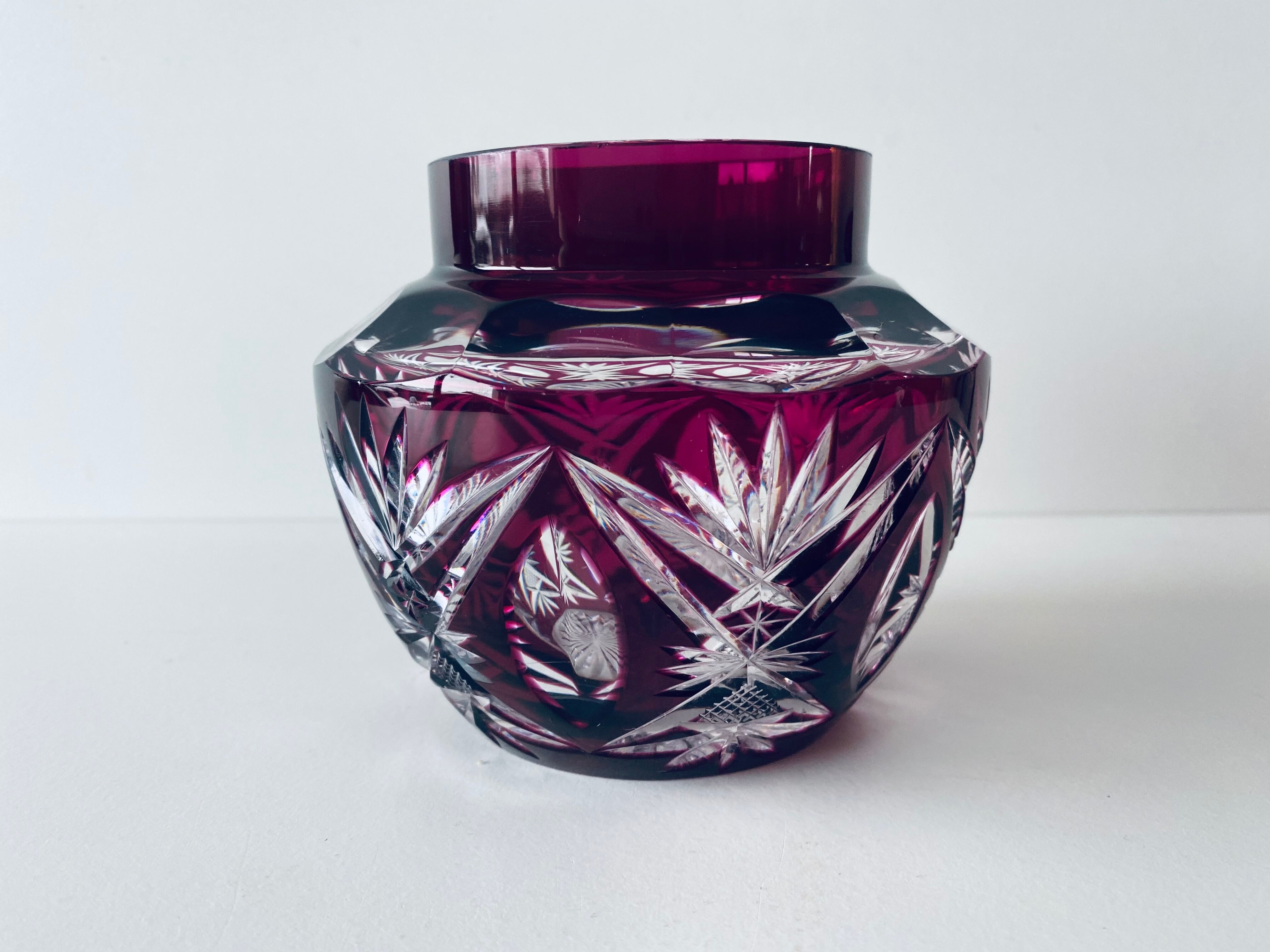 Ancient plum crystal vase