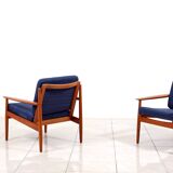 2 fauteuils lounge en teck par Arne Vodder pour Glostrup Mobelfabrik
